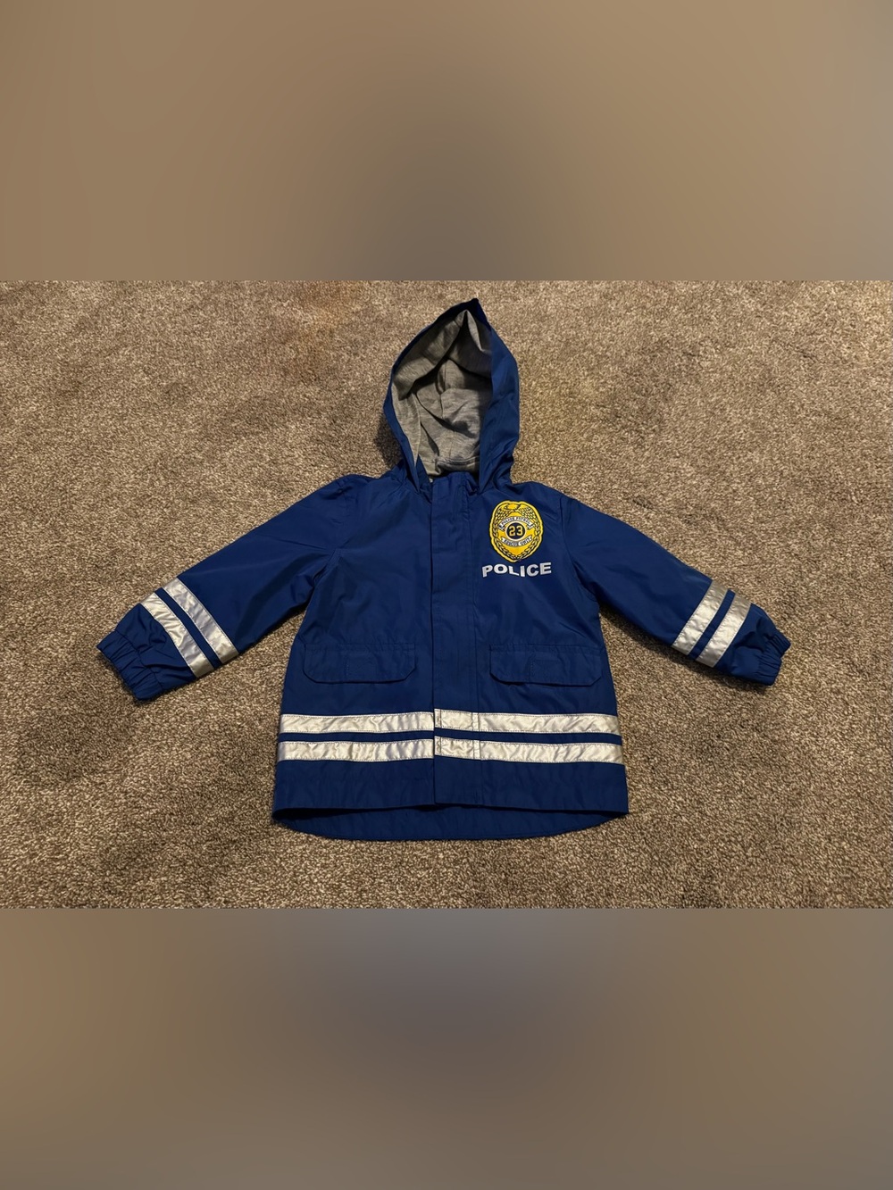 Carterโs Blue Policemen hooded light jacket 2T toddler boy windbreaker